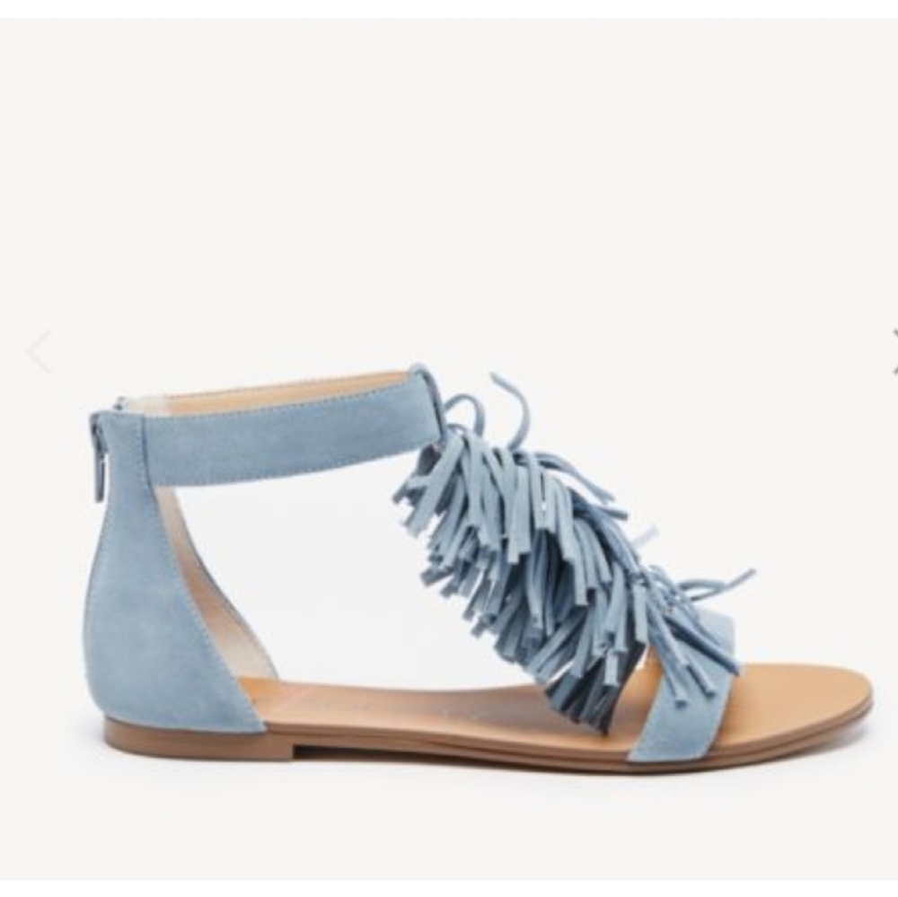 Sole Society Powder Blue Koa Fringe Flat Sandal
